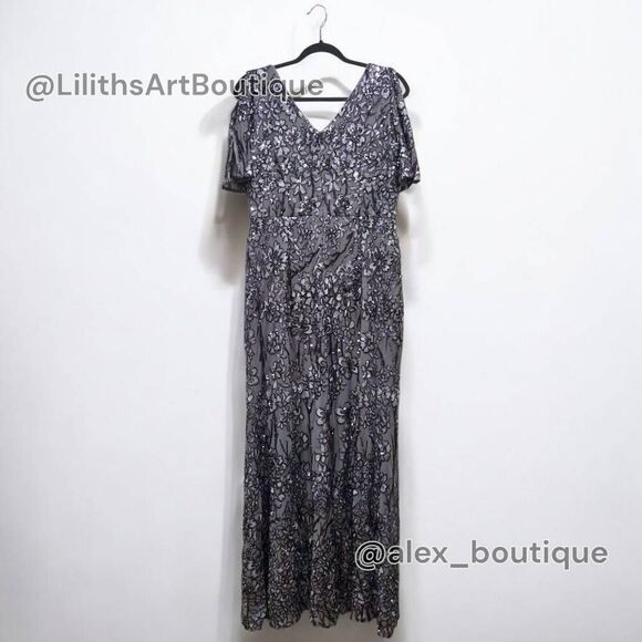 Alex Evening Cold Shoulder Sequin A-line Dress(C036)-Size 10 for Women - Picture 6 of 11